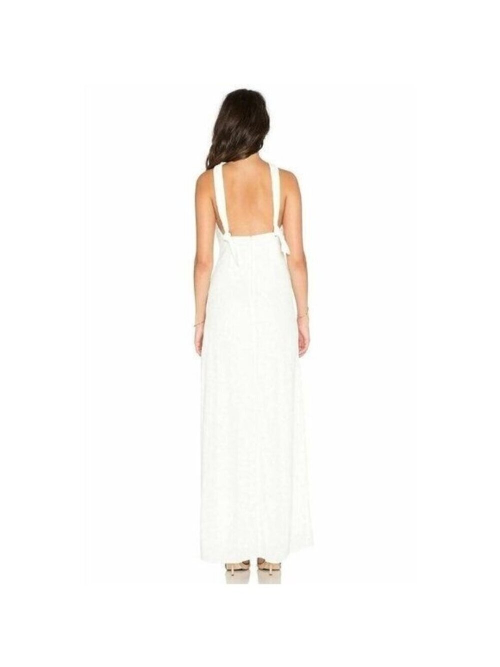 Stone Cold Fox Women’s White Rayon Palm Side Slit Halter Gown Dress Size 4 US - Picture 11 of 16